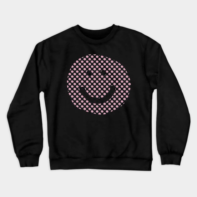 Smiley Face Pattern Prism Pink Crewneck Sweatshirt by ellenhenryart